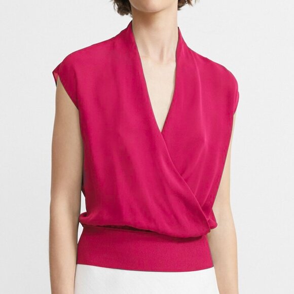 NEW Theory Silk Draped Combo Wrap Top - for Work or Date Night - Picture 1 of 7